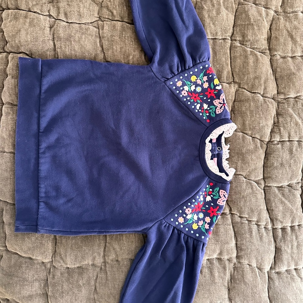 Mini Boden Navy Sweatshirt with Floral Accents